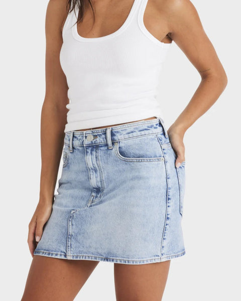 SHINE DENIM MINI SKIRT